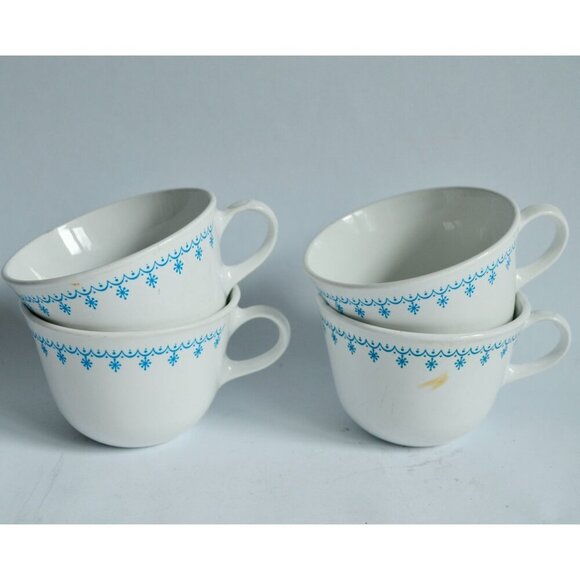 Corelle Snowflake Blue Garland Set of 4 Coffee Mugs Cups - Picture 1 of 5